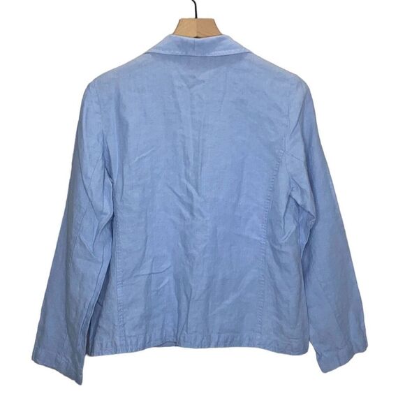 Eileen Fisher Blazer 100% Linen Blue Size Medium - Picture 3 of 7